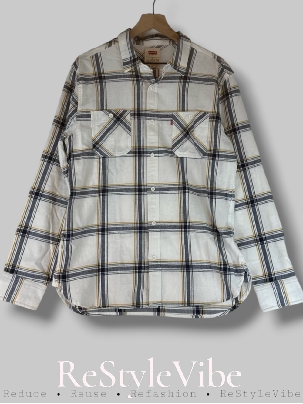 LEVI’S Men’s Size M Shirt Flannel Plaid Red Tab Long Sleeve Button Down